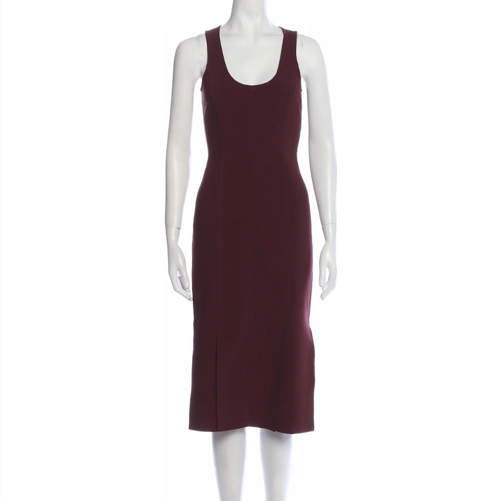 ELIZABETH AND JAMES Red Maroon Scoop Neck Midi Length Dress XS US 0